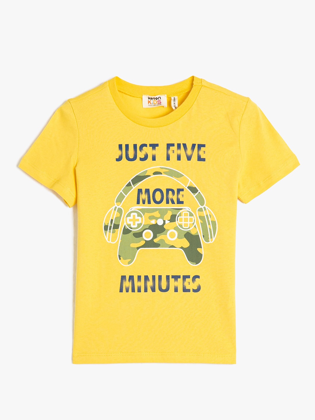 

Koton Boys Graphic Printed Round Neck Pure Cotton Regular T-shirt, Yellow