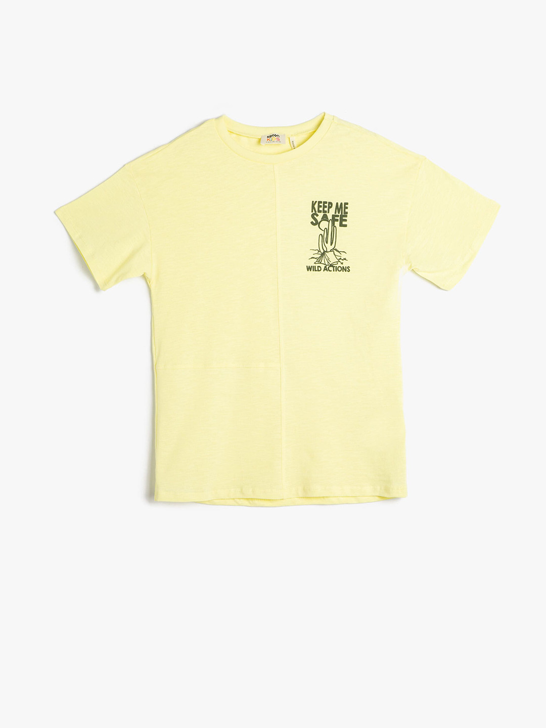 

Koton Boys Typography Printed Round Neck Pure Cotton Regular T-shirt, Yellow