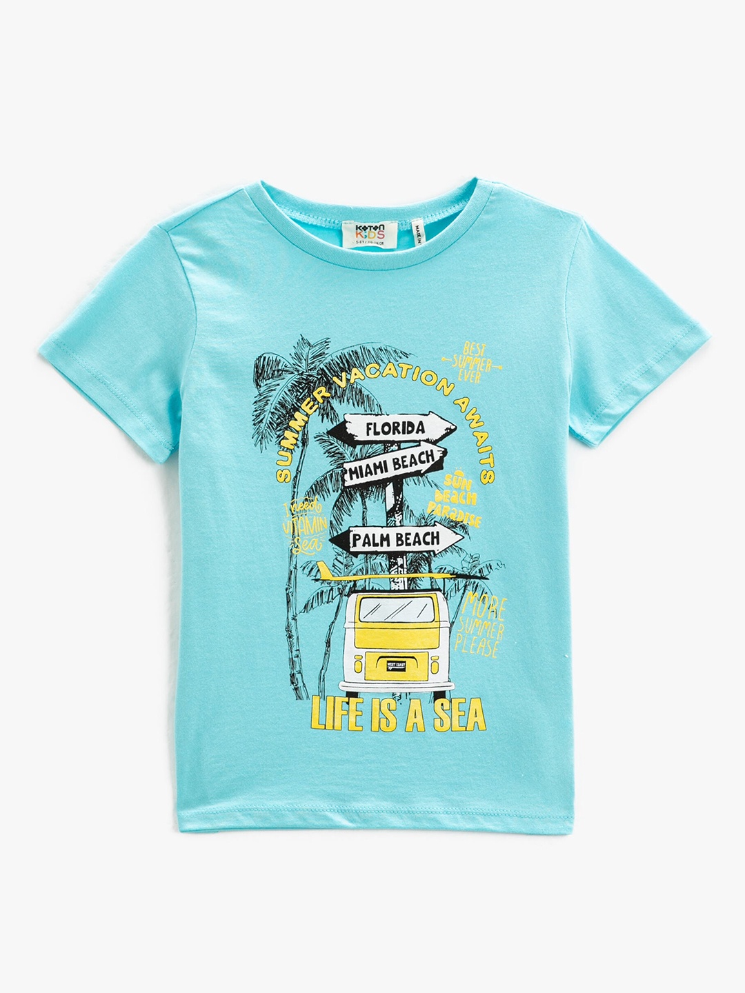 

Koton Boys Graphic Printed Round Neck Pure Cotton Regular T-shirt, Blue