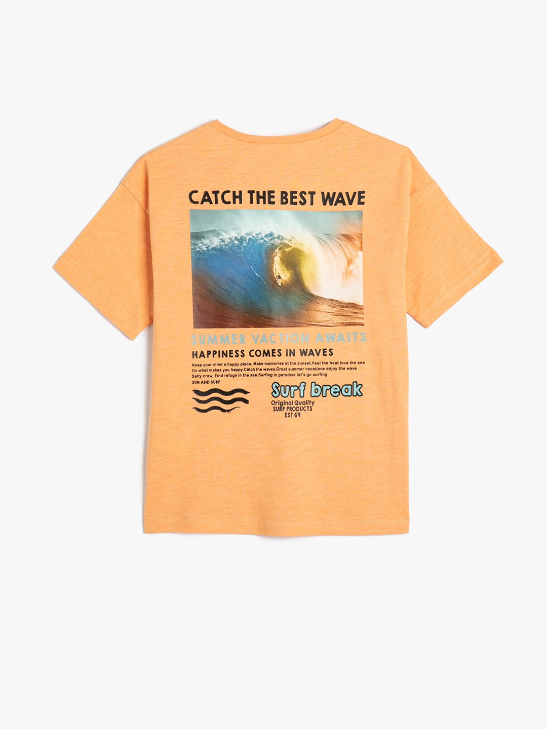 

Koton Boys Round Neck Pure Cotton Regular T-shirt, Orange