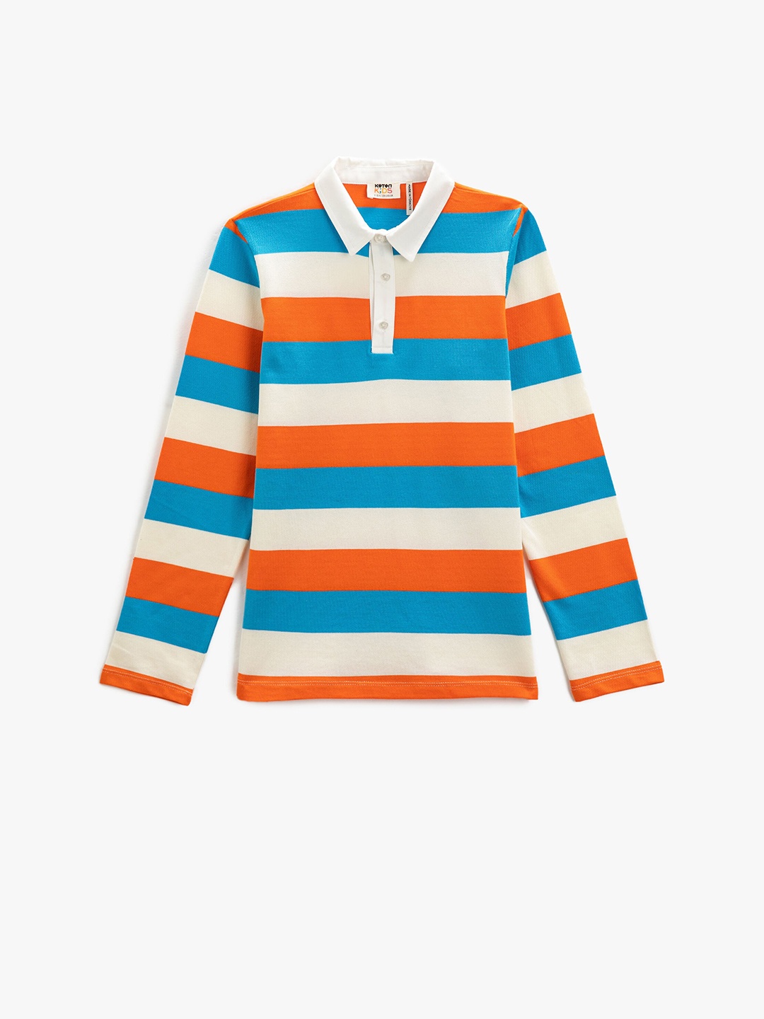 

Koton Boys Striped Polo Collar Pure Cotton T-shirt, Orange