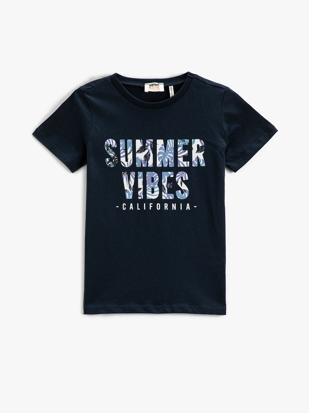 

Koton Boys Typography Printed Pure Cotton T-shirt, Navy blue