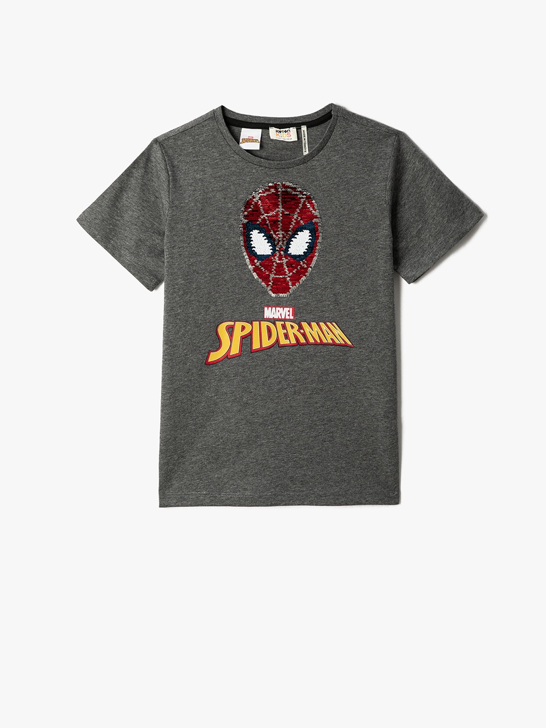 

Koton Boys Spider-Man Printed Regular Fit T-shirt, Grey