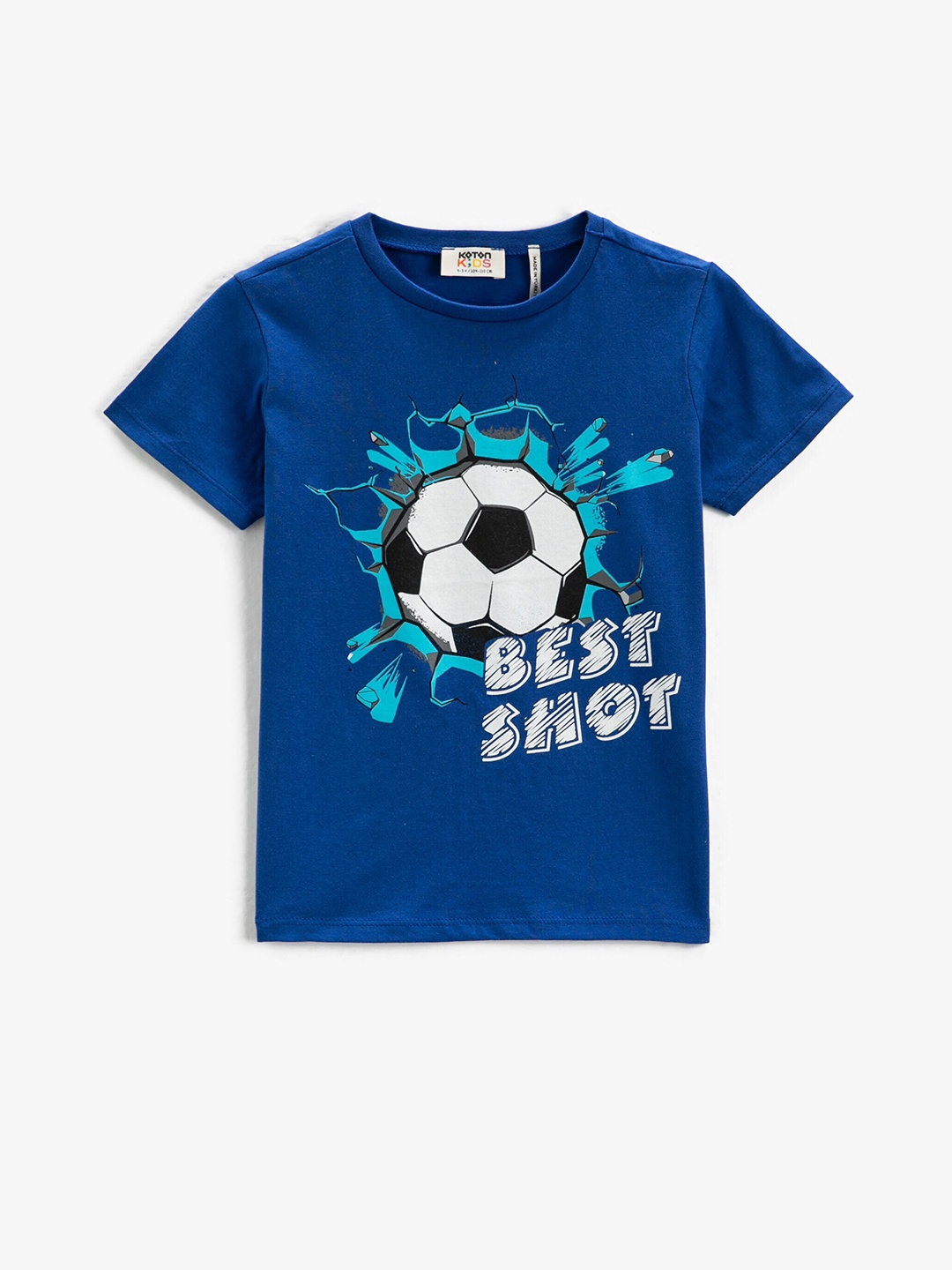 

Koton Boys Graphic Printed Pure Cotton T-shirt, Blue