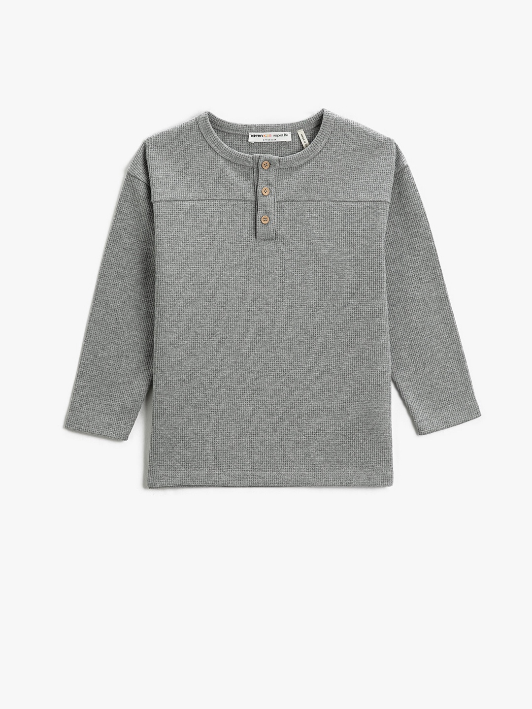 

Koton Boys Henley Neck Regular Fit T-shirt, Grey