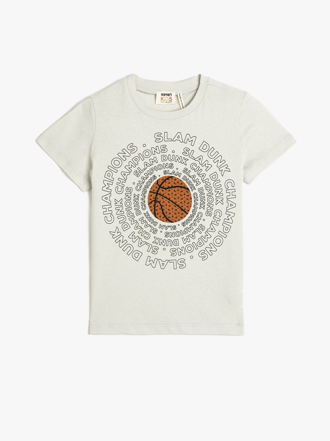 

Koton Boys Typography Printed Pure Cotton T-shirt, Cream