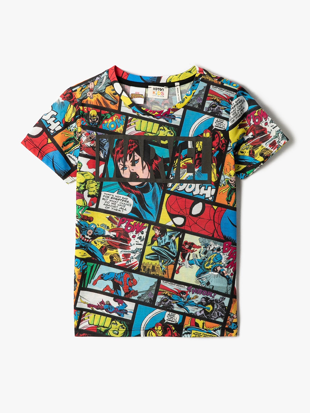 

Koton Boys Marvel Graphic Printed Round Neck Regular T-shirt, Black