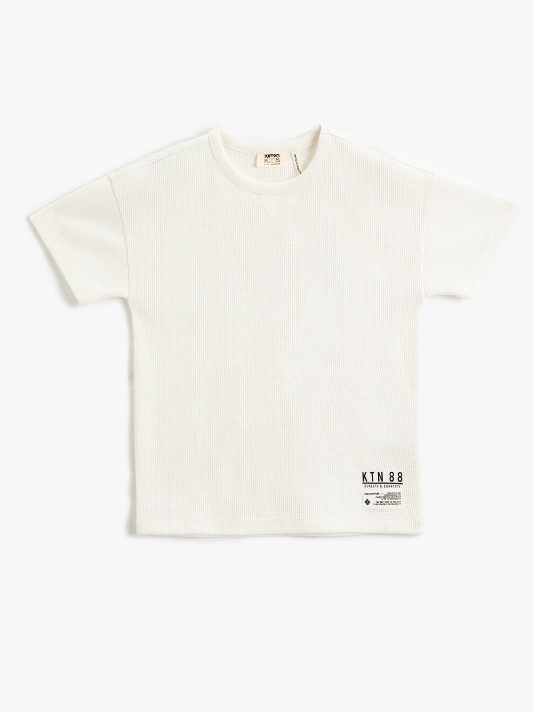 

Koton Boys Round Neck Pure Cotton T-shirt, Beige