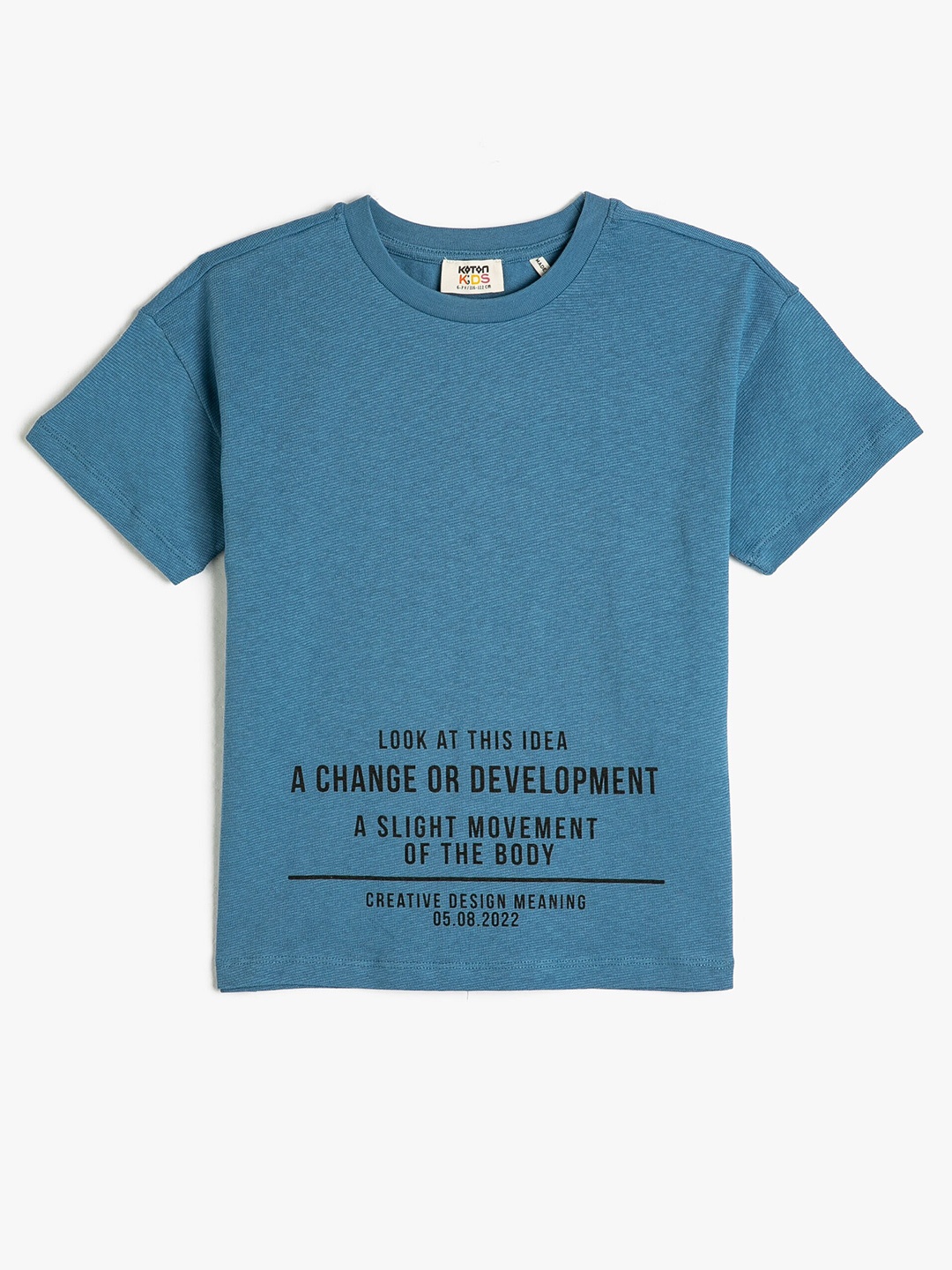 

Koton Boys Typography Printed Pure Cotton T-shirt, Blue