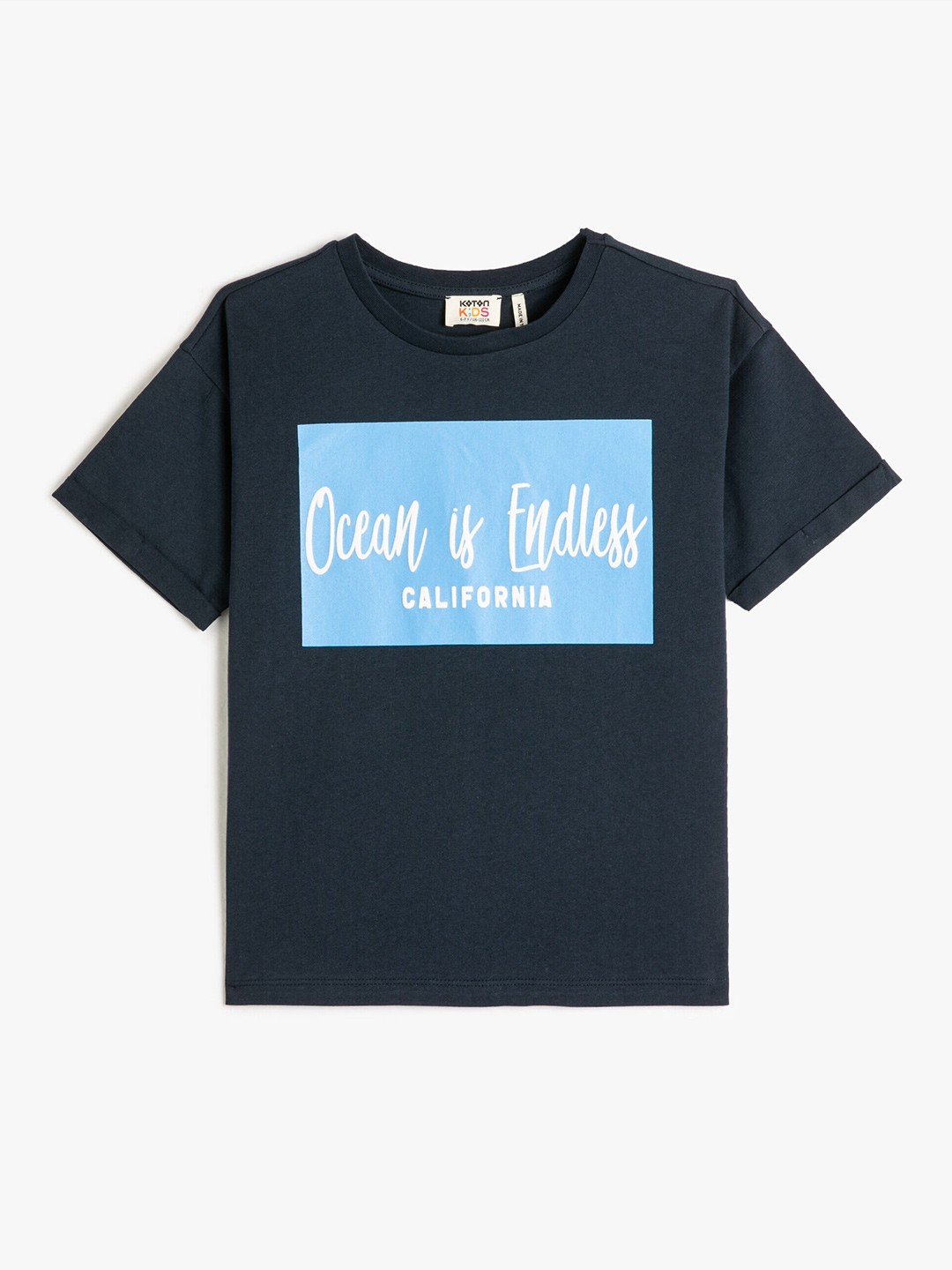 

Koton Boys Typography Printed Pure Cotton T-shirt, Blue