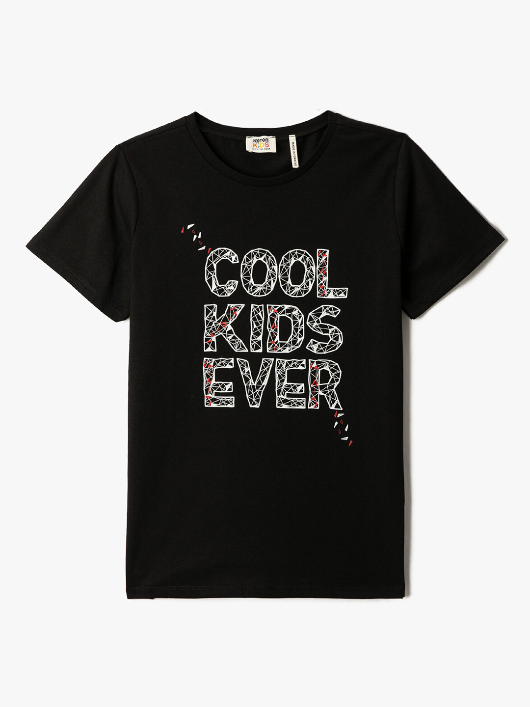 

Koton Boys Typography Printed Pure Cotton T-shirt, Black