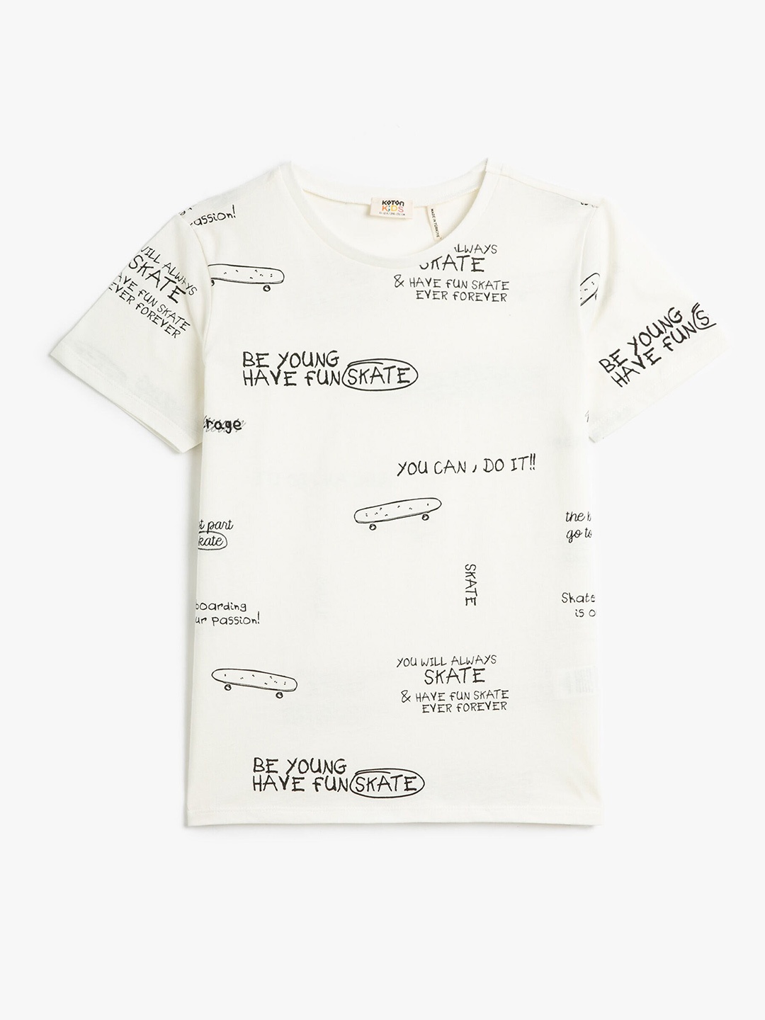 

Koton Boys Typography Printed Pure Cotton T-shirt, Beige