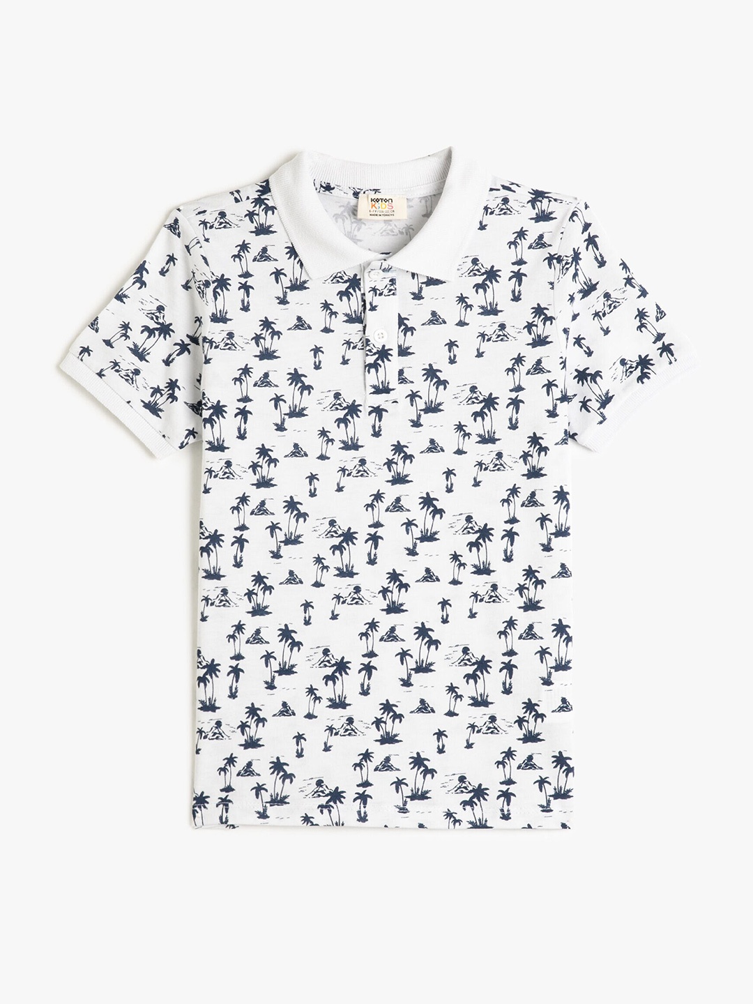 

Koton Boys Conversational Printed Polo Collar T-shirt, White