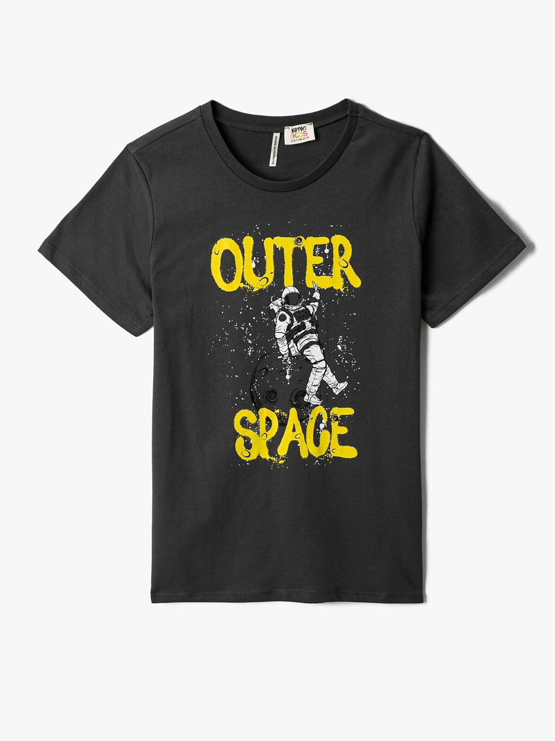 

Koton Boys Typography Printed Pure Cotton T-shirt, Grey