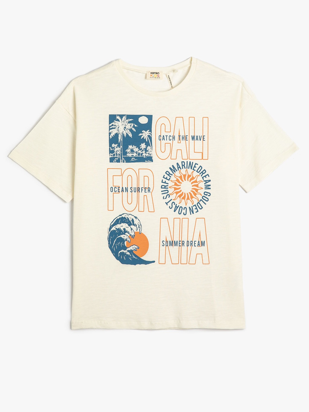 

Koton Boys Graphic Printed Pure Cotton T-shirt, Off white