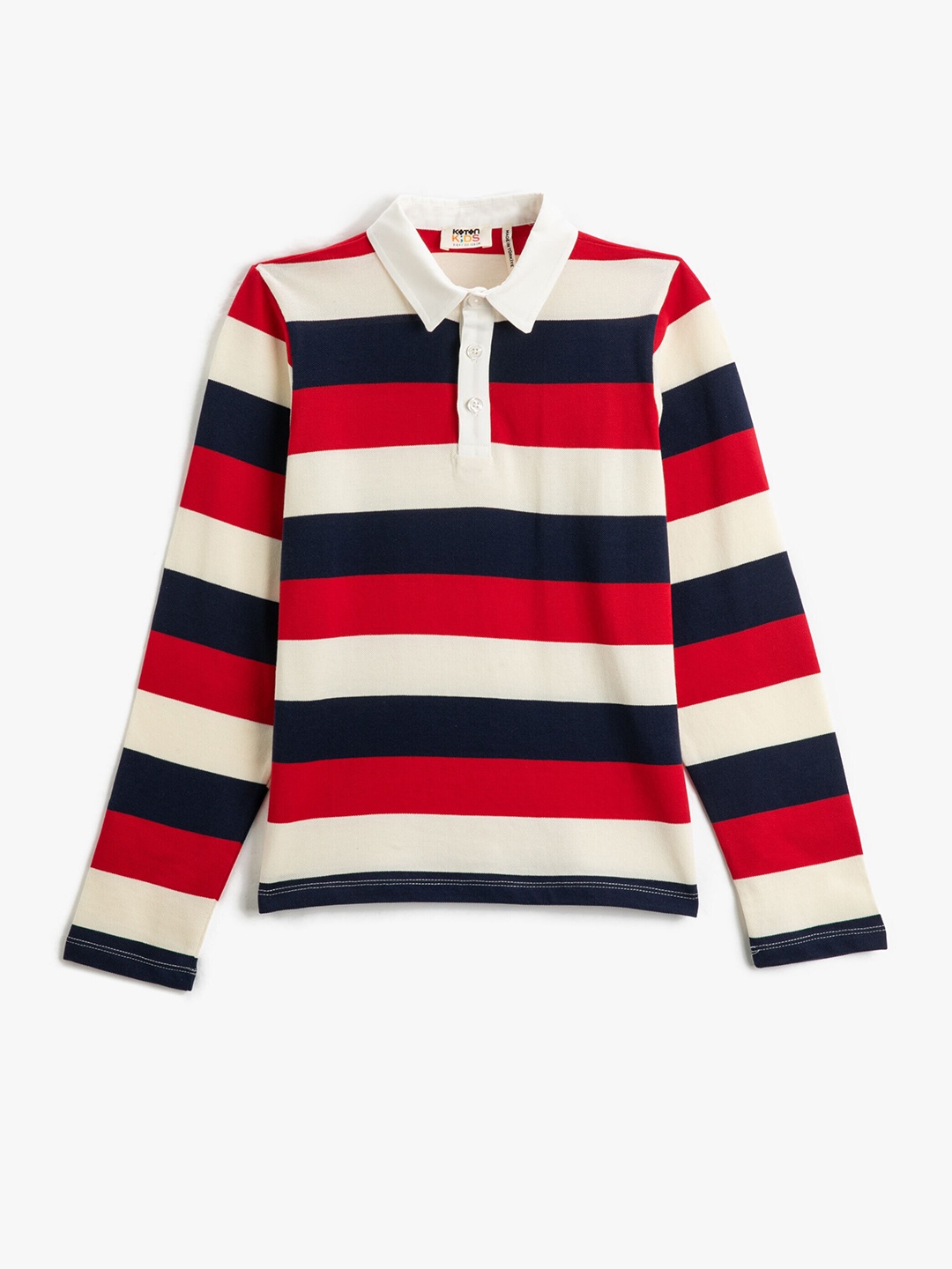 

Koton Boys Striped Polo Collar Cotton T-shirt, Red