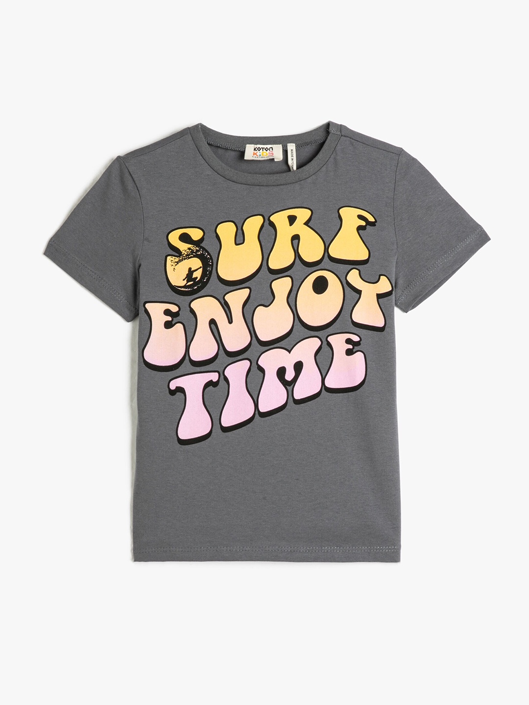 

Koton Boys Typography Printed Round Neck Cotton Regular T-shirt, Grey