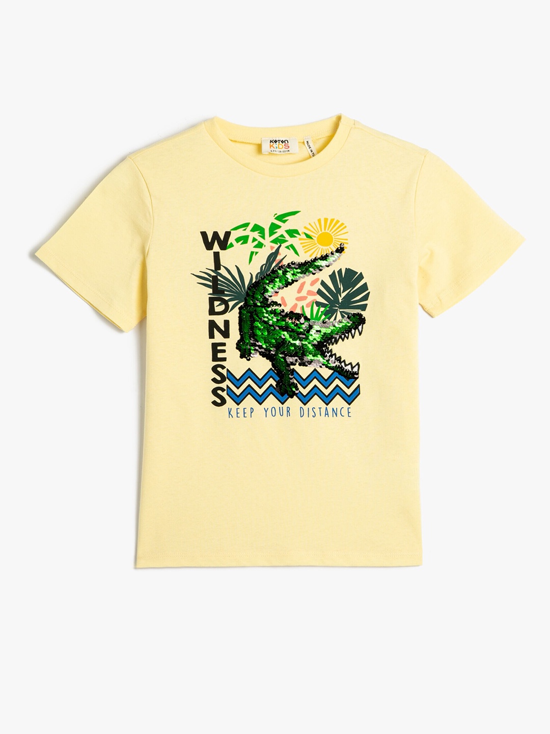 

Koton Boys Typography Printed Round Neck Cotton Regular T-shirt, Yellow