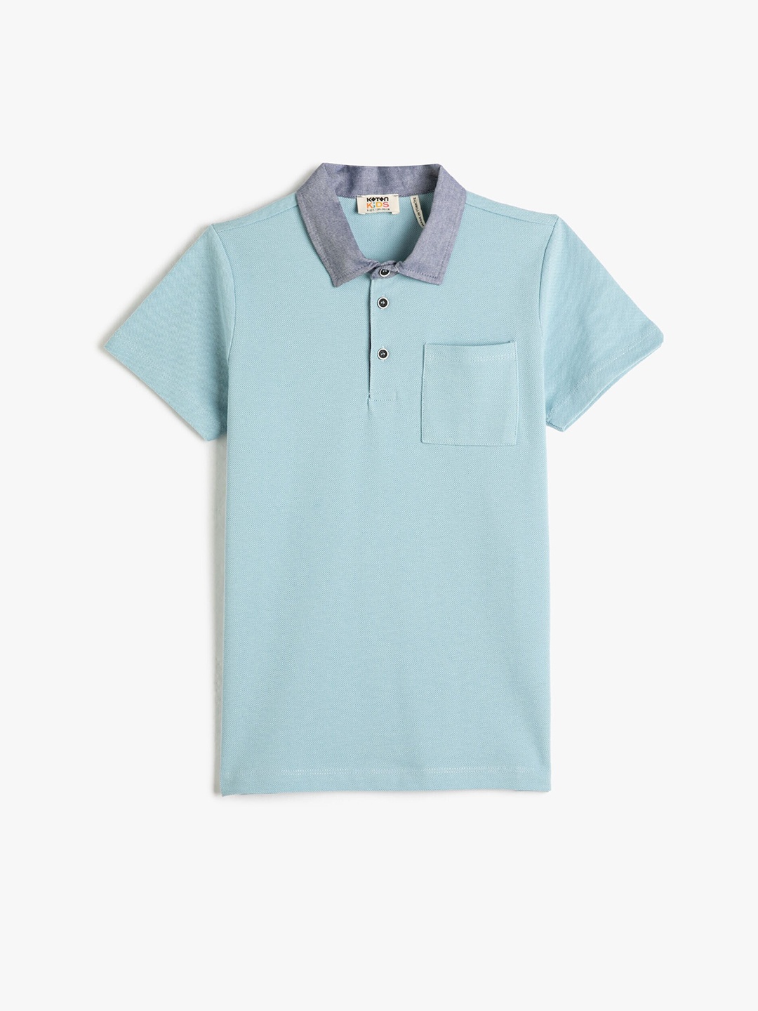 

Koton Boys Polo Collar Pure Cotton T-shirt, Blue