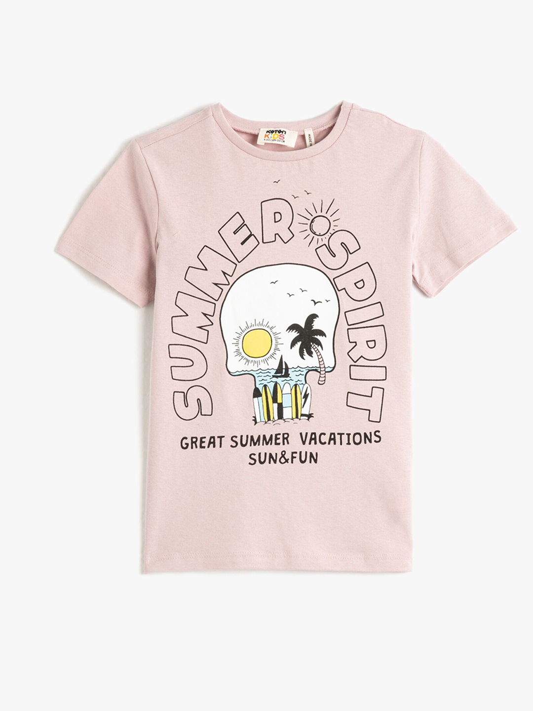 

Koton Boys Graphic Printed Pure Cotton T-shirt, Pink
