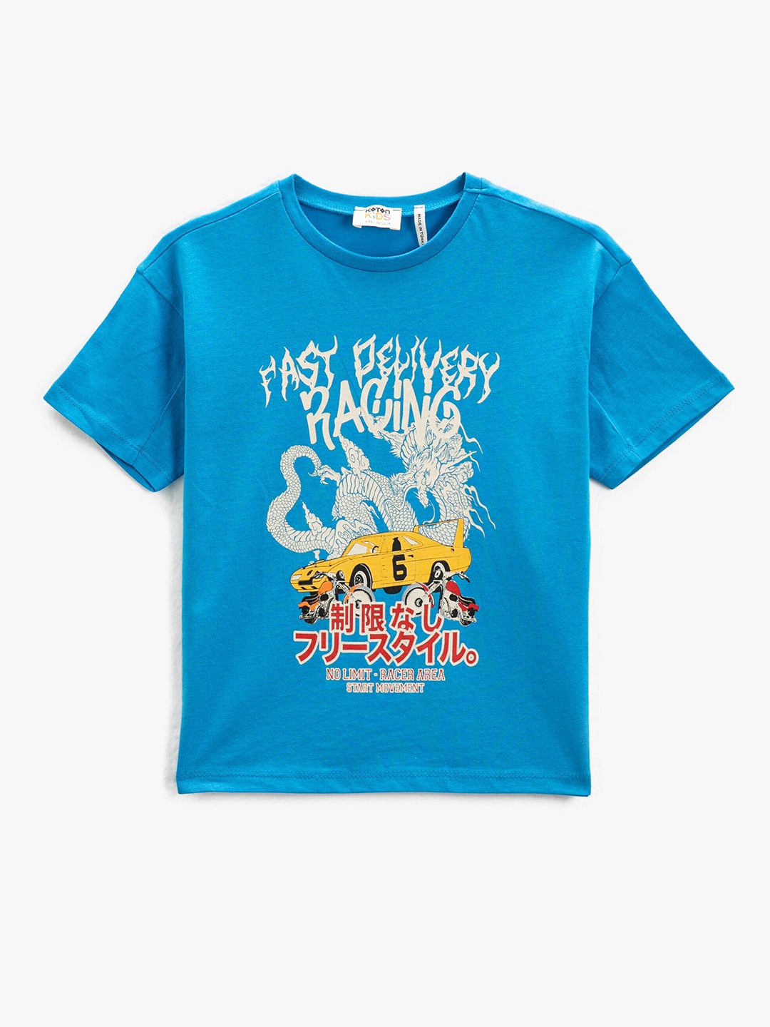 

Koton Boys Graphic Printed Round Neck T-shirt, Blue