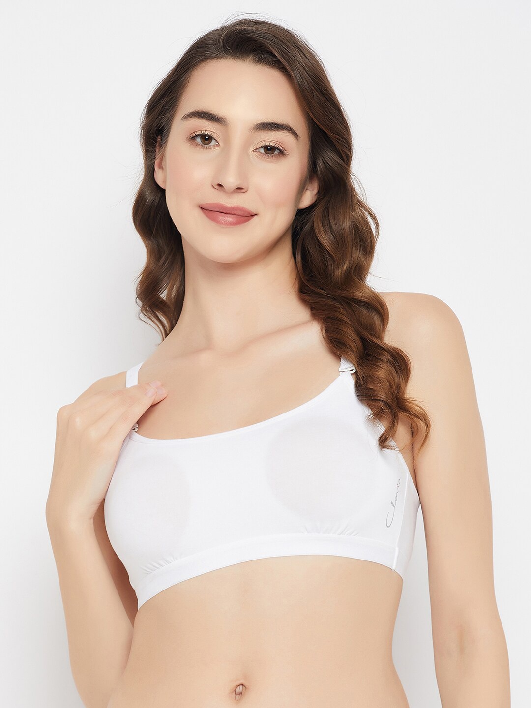 

Clovia White Full Coverage Lightly Padded Cotton T-shirt Bra