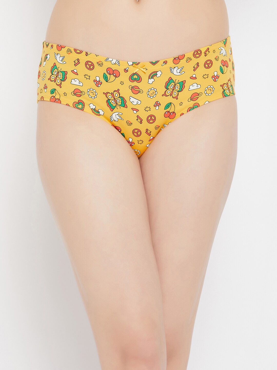 

Clovia Conversation Printed Pure Cotton Hipster Briefs PN3514P07S, Yellow