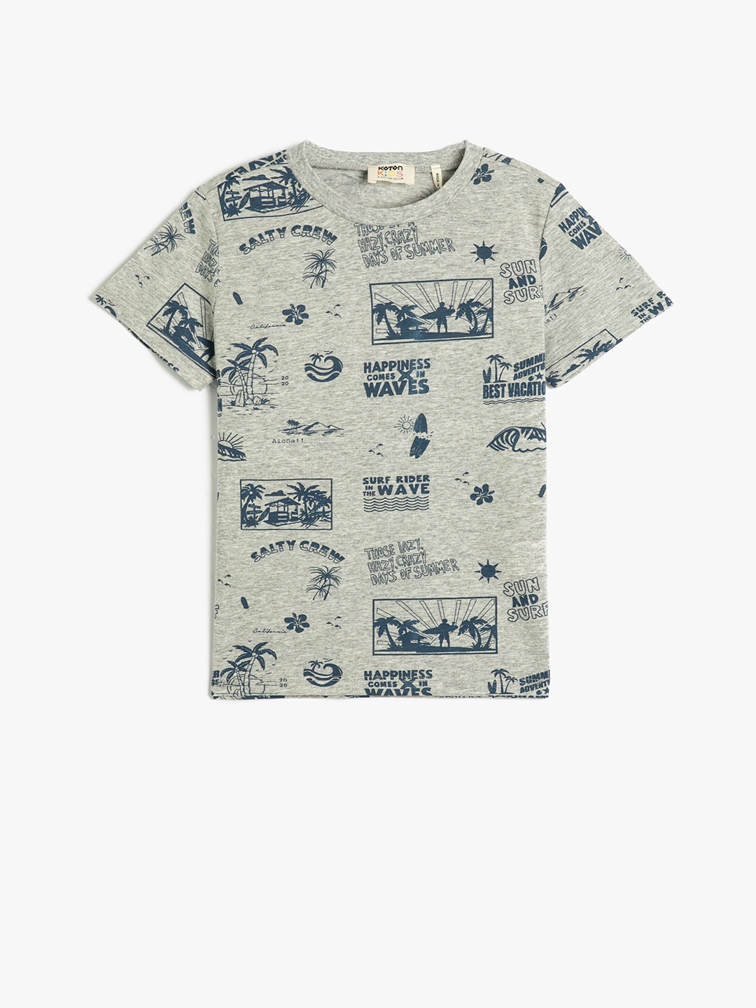 

Koton Boys Graphic Printed Organic Cotton T-shirt, Grey