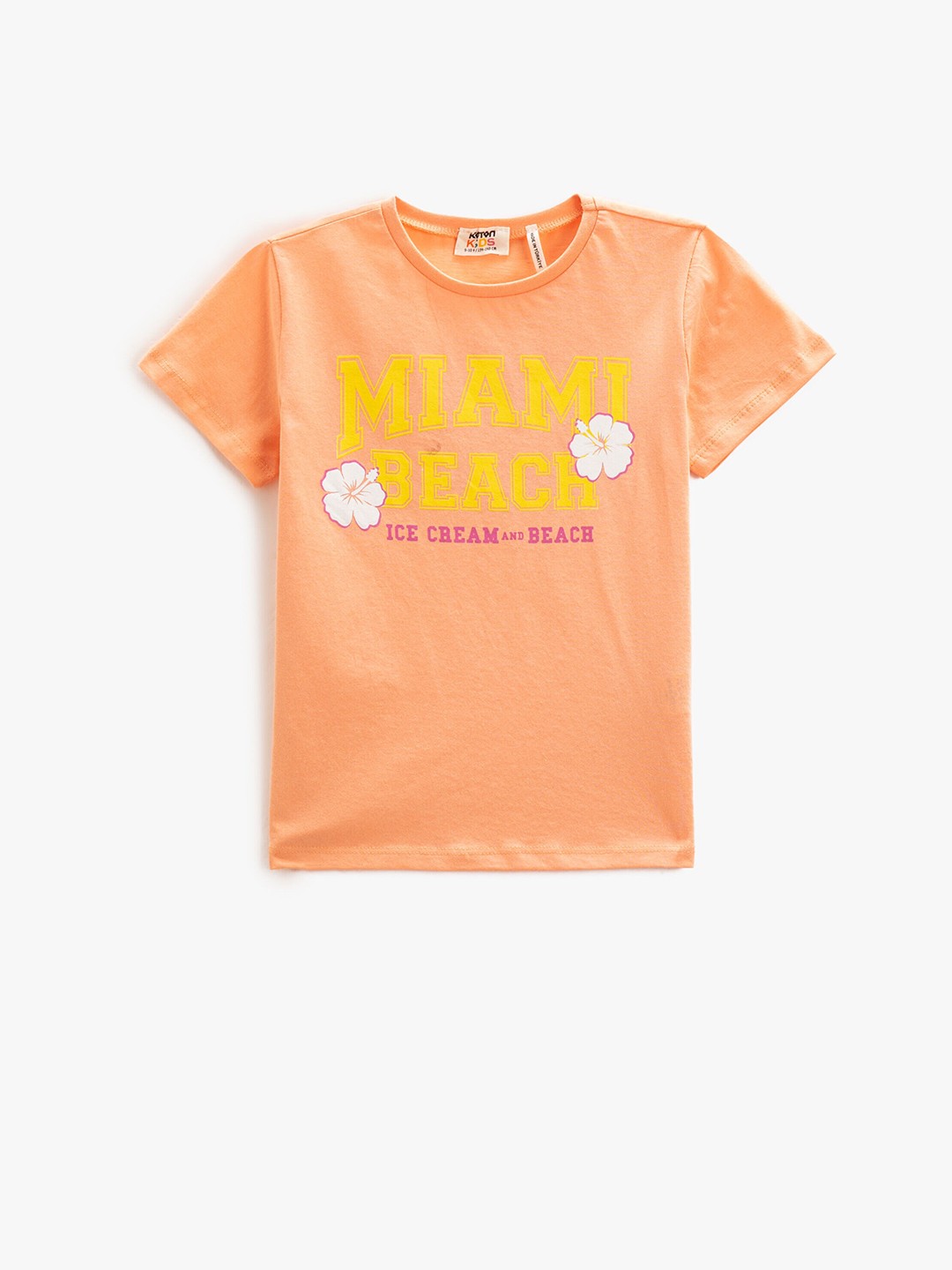 

Koton Girls Typography Printed Pure Cotton T-shirt, Orange