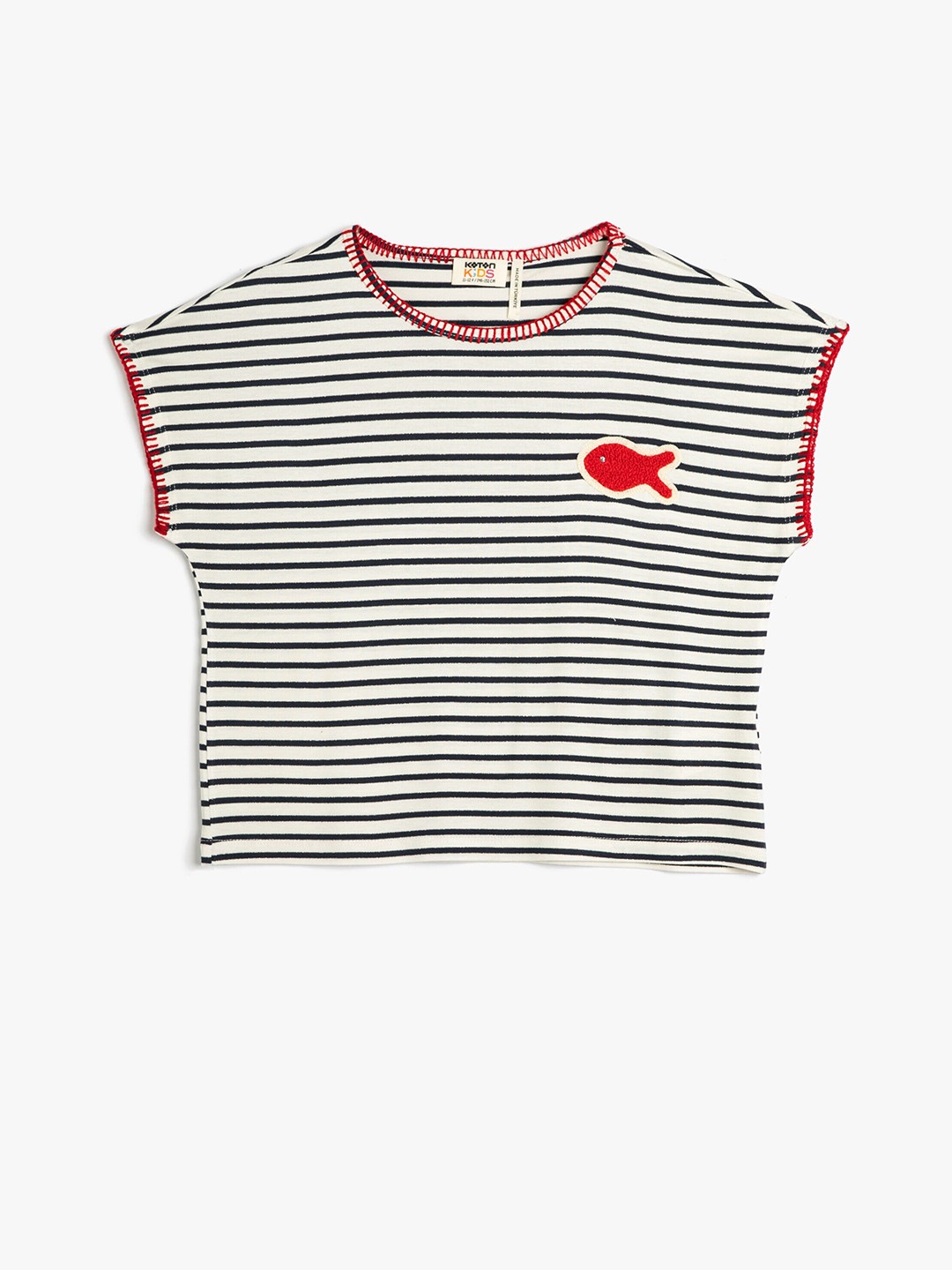 

Koton Girls Striped Extended Sleeves T-shirt, White