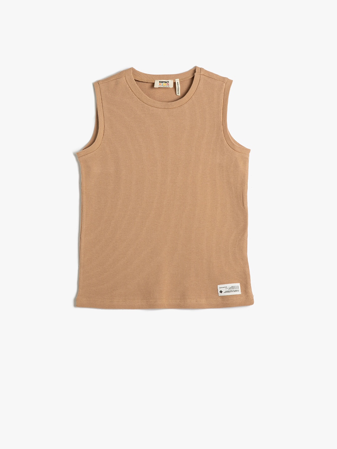 

Koton Boys Round Neck Sleeveless Pure Cotton T-shirt, Brown