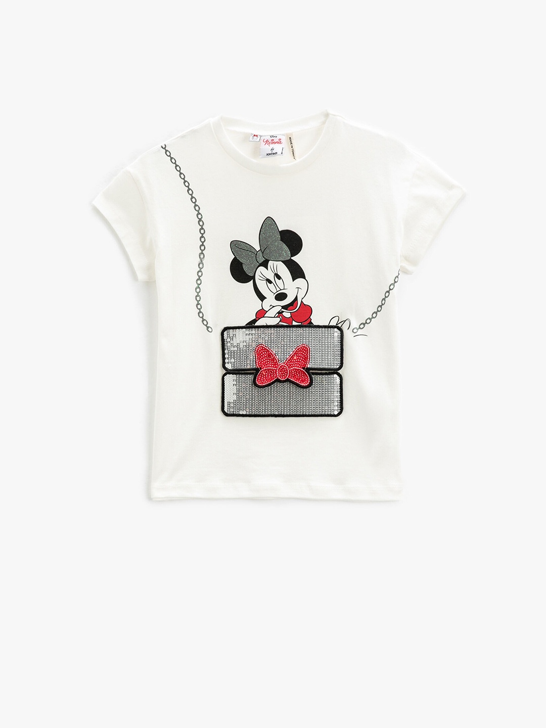 

Koton Girls Mickey Mouse Printed Pure Cotton T-shirt, Beige