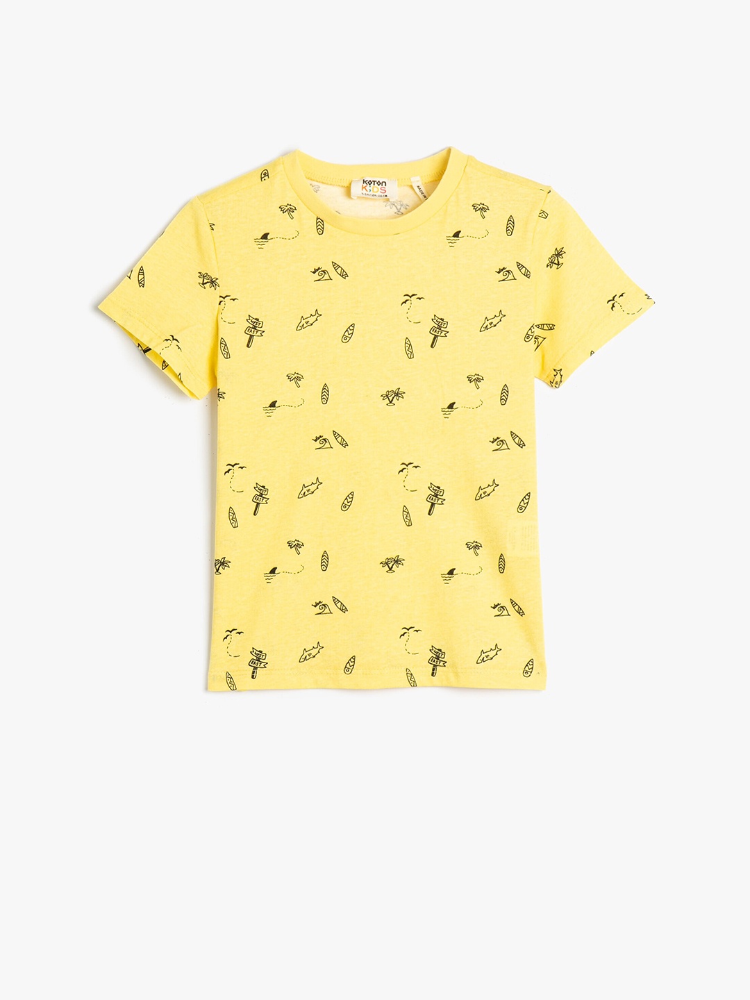 

Koton Boys Conversational Printed Organic Cotton T-shirt, Yellow