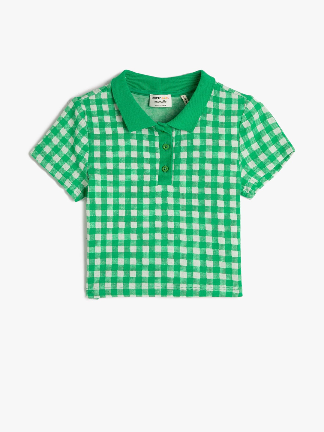

Koton Girls Checked Polo Collar T-shirt, Green