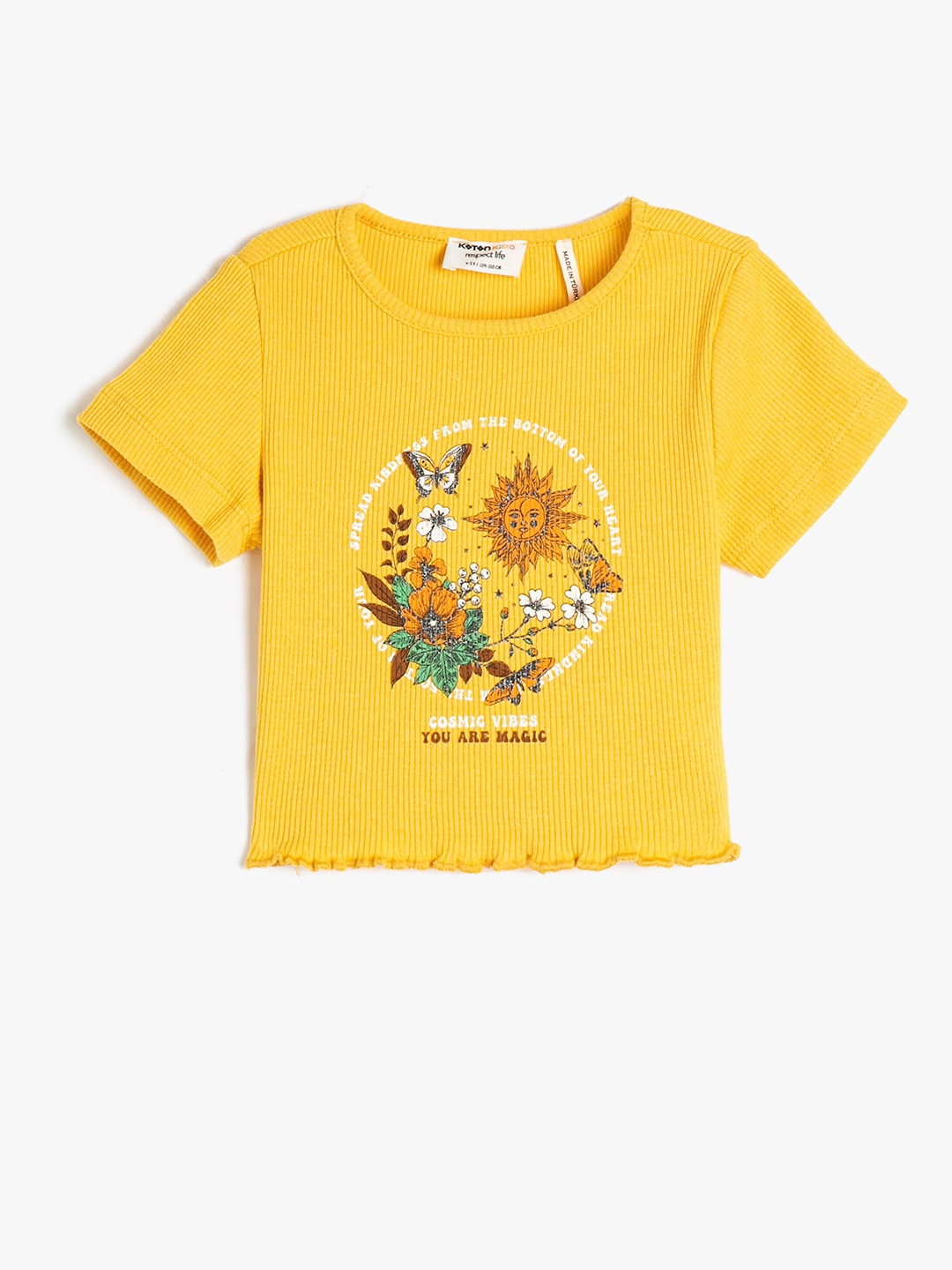 

Koton Girls Graphic Printed Slim Fit T-shirt, Yellow