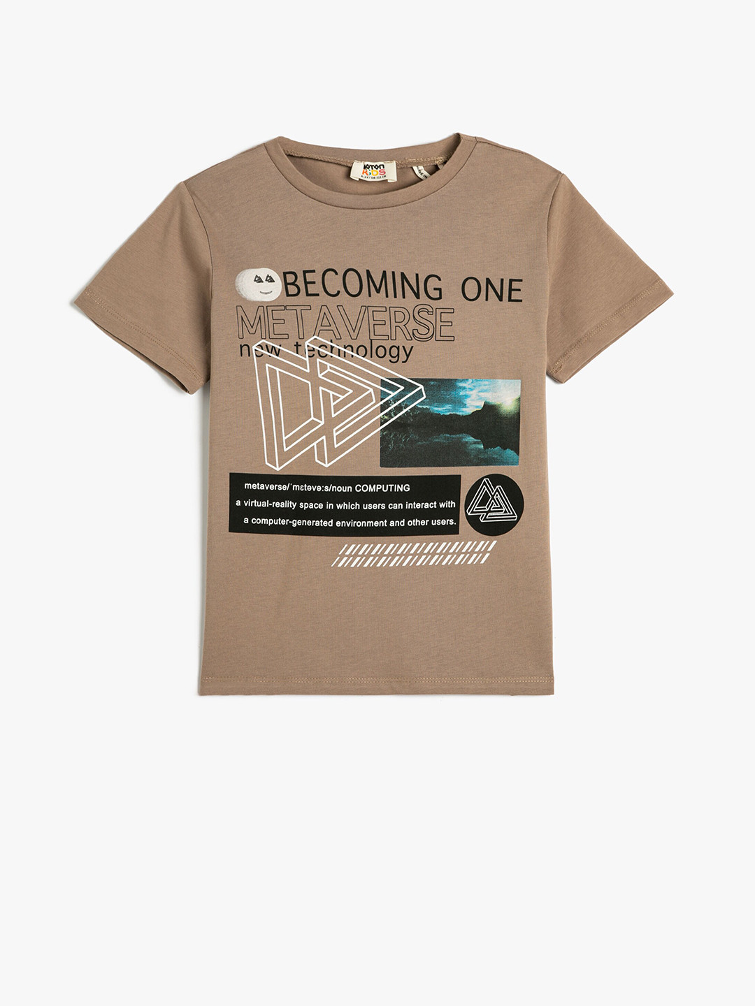 

Koton Boys Typography Printed Pure Cotton T-shirt, Brown