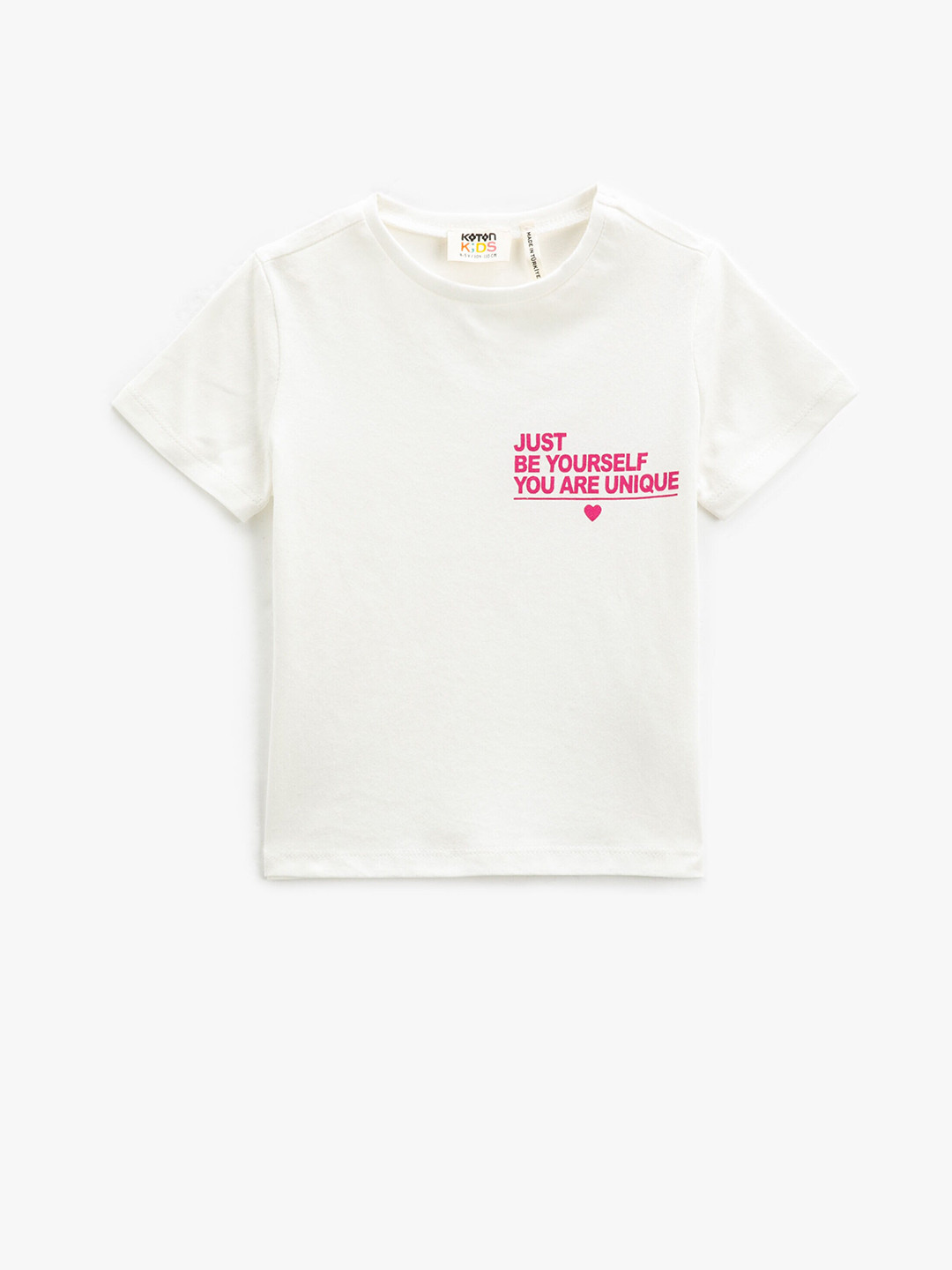 

Koton Girls Typography Printed Pure Cotton T-shirt, Off white