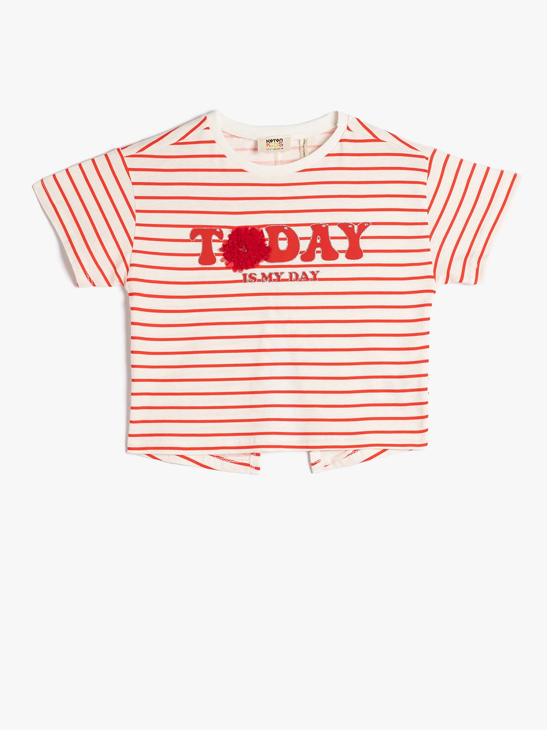 

Koton Girls Striped Pure Cotton T-shirt, Red