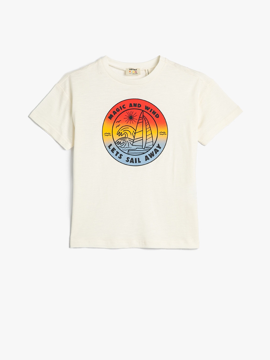 

Koton Boys Graphic Printed Organic Cotton T-shirt, Cream