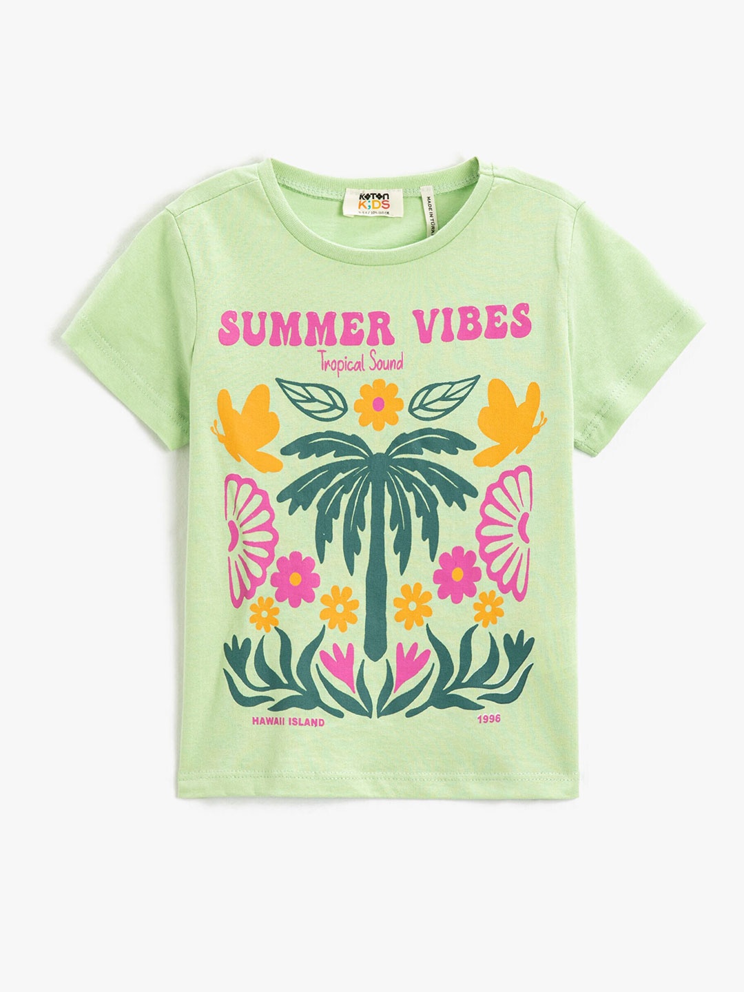 

Koton Girls Graphic Printed Pure Cotton T-shirt, Green