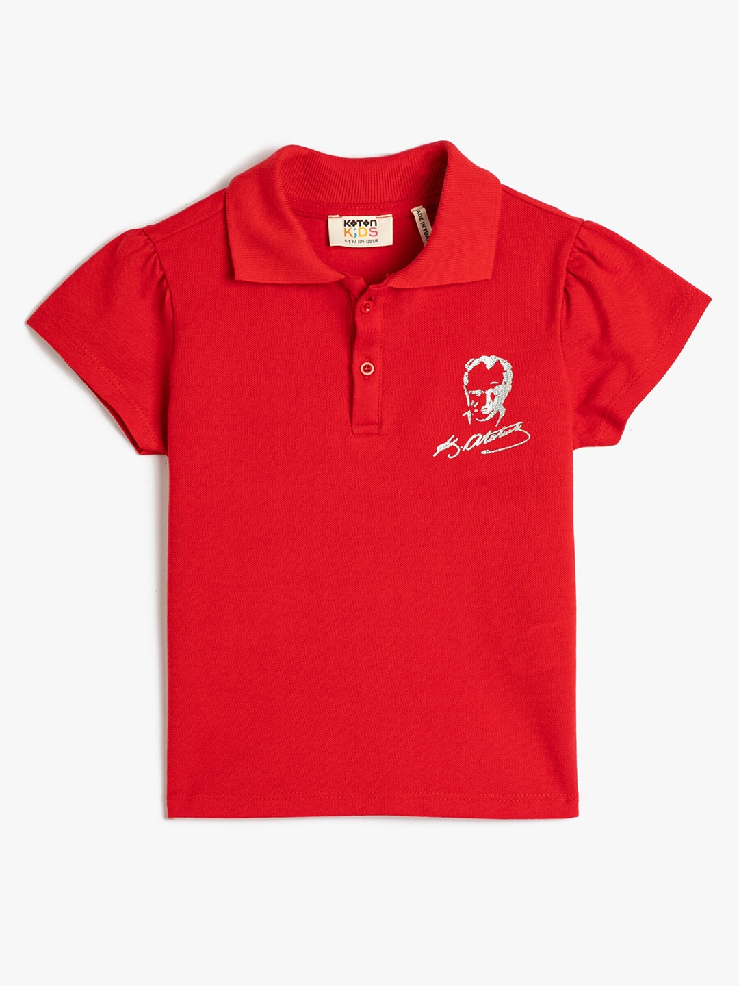 

Koton Girls Polo Collar Pure Cotton T-shirt, Red