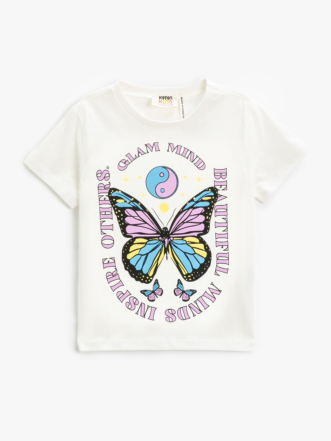

Koton Girls Graphic Printed Pure Cotton Casual T-shirt, Beige