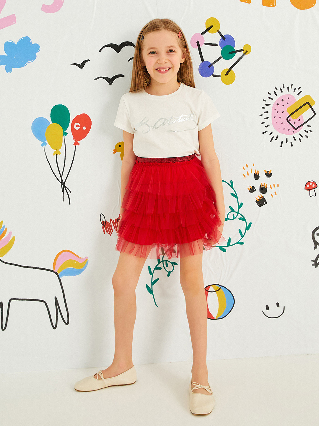 

Koton Girls Typography Printed Pure Cotton Casual T-shirt, Off white
