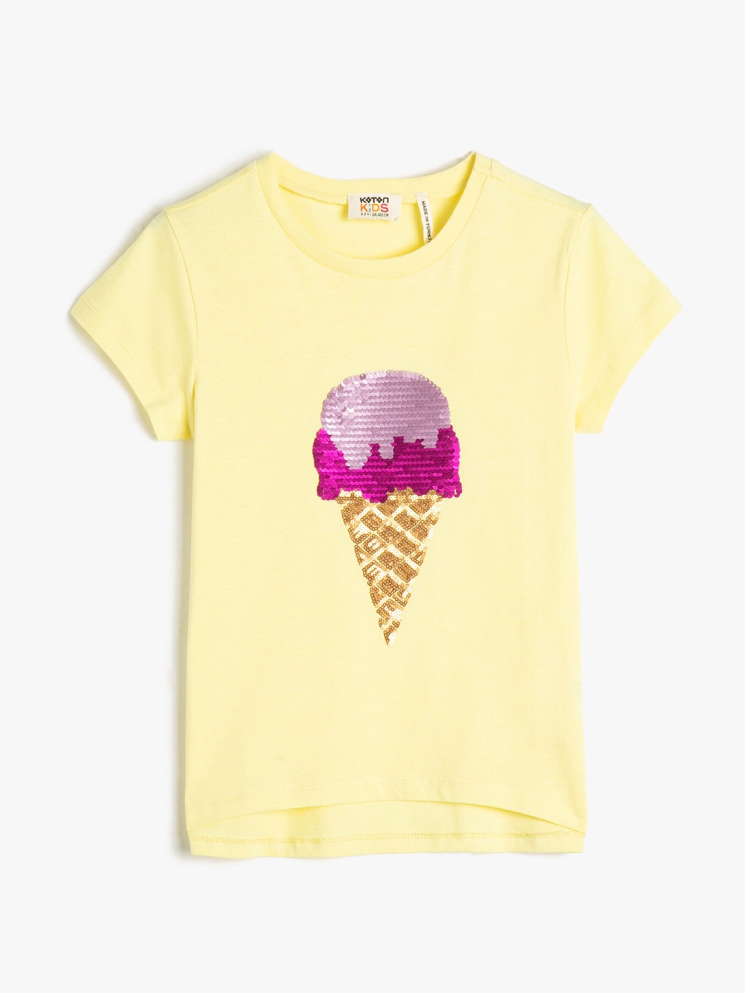 

Koton Girls Embellished Pure Cotton Casual T-shirt, Yellow