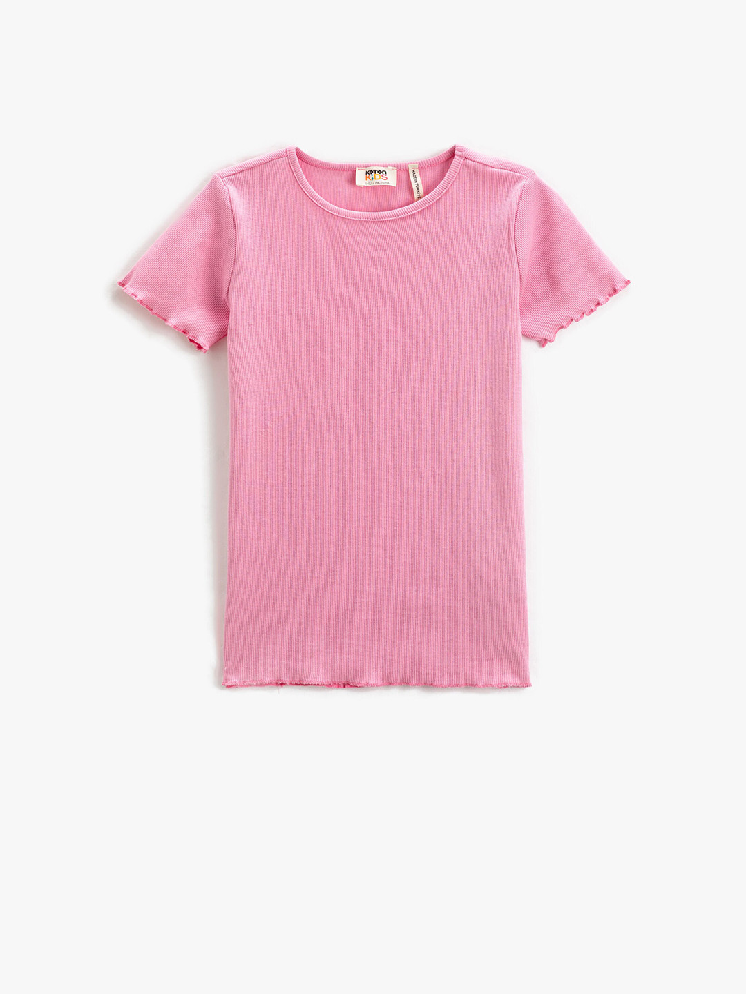 

Koton Girls Round Neck Slim Fit Cotton Casual T-Shirt, Pink