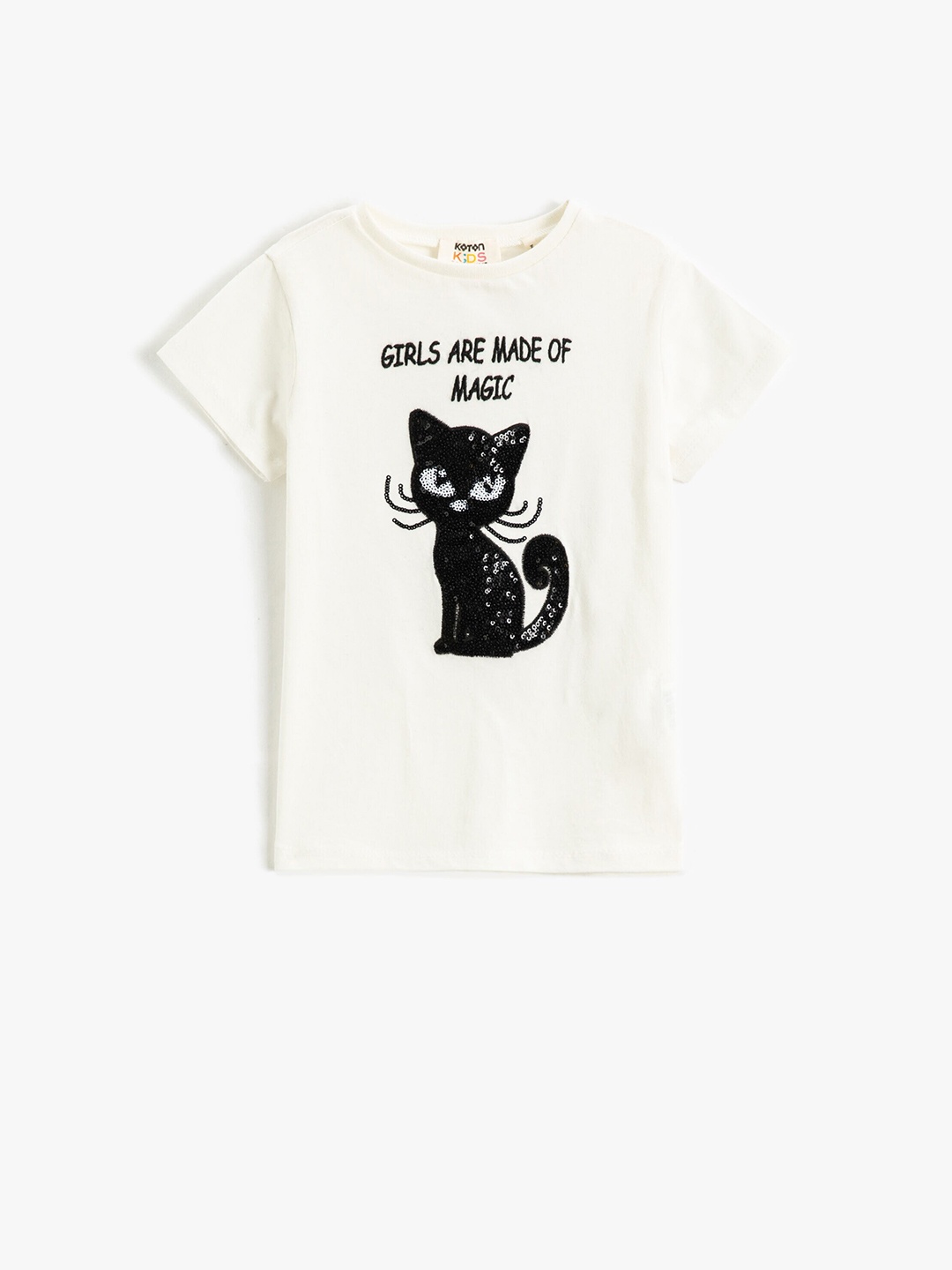 

Koton Girls Graphic Printed Cotton Casual T-Shirt, White