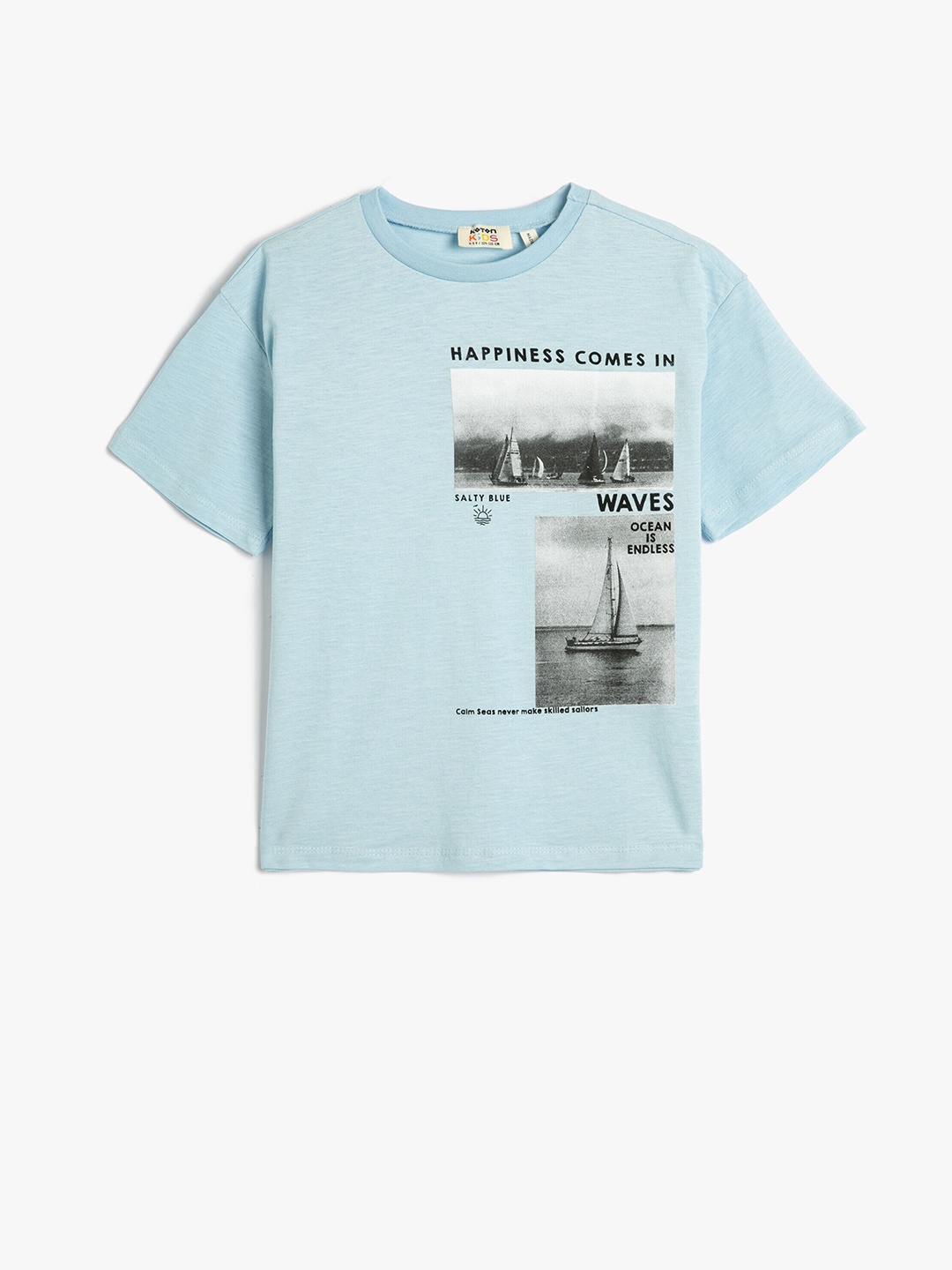 

Koton Boys Graphic Printed Pure Cotton T-shirt, Blue