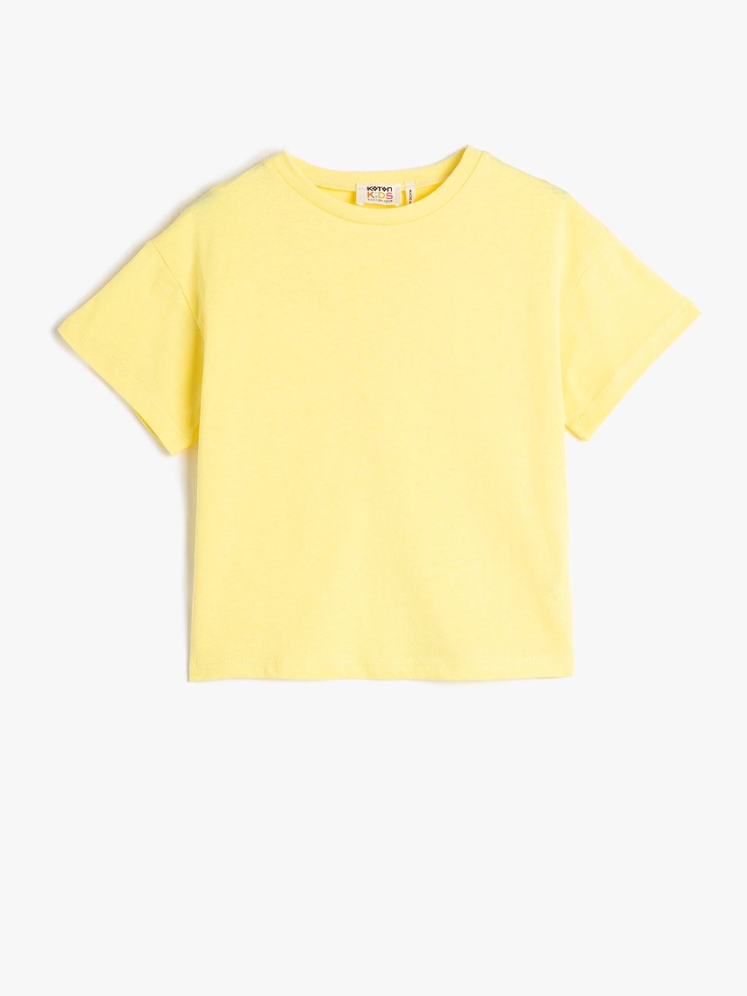 

Koton Girls Round Neck Drop Shoulder Cotton Casual T-Shirt, Yellow