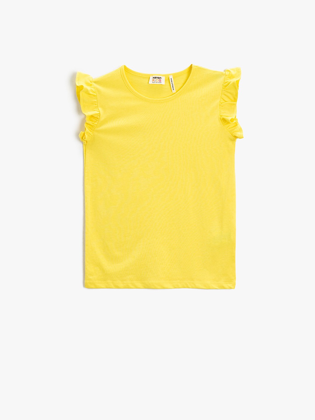 

Koton Girls Round Neck Flutter Sleeve Cotton Casual T-Shirt, Yellow