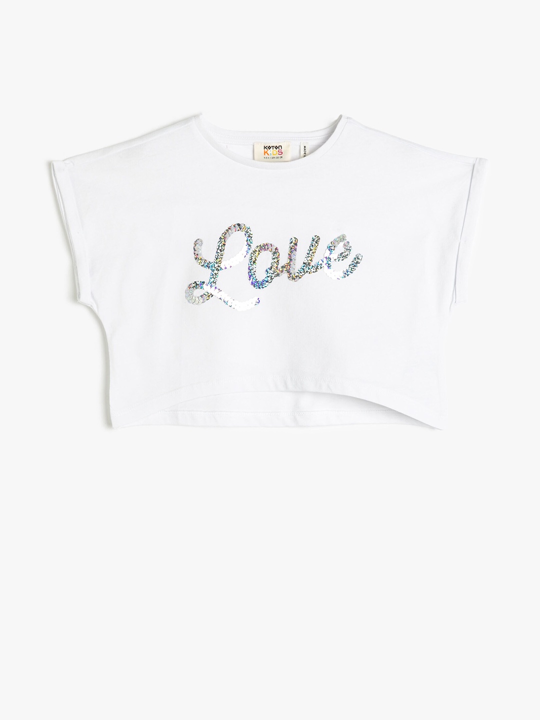 

Koton Girls Typography Embellished Oversized Cotton Casual T-Shirt, White